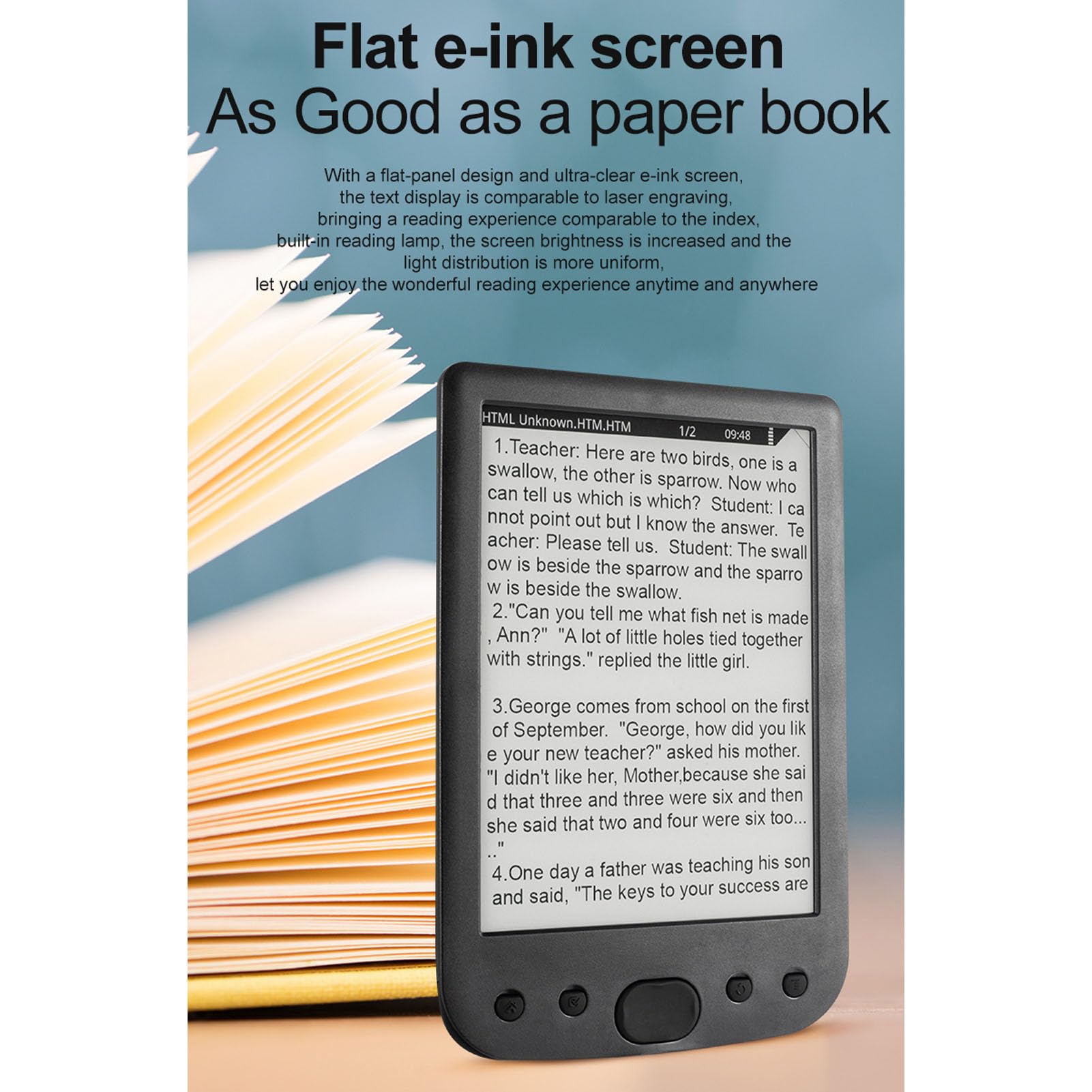 Sxhlseller Augenfreundlicher 6-Zoll-Digitalleser |HD 800x600 E-Book-Reader, 2500-mAh-, Schutzhülle, Unterstützt 32 GB Zum Lesen auf Reisen (16GB)