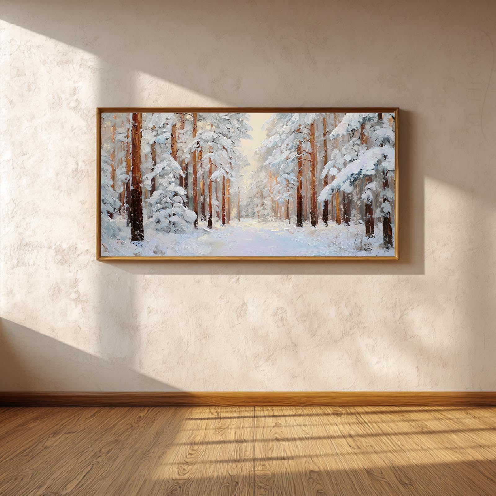 YLHKME Bilder Auf Leinwand, Winterlandschaft Natur Schnee Modern Leinwandbilder Kunstdruck Wandbilder Für Wohnzimmer Schlafzimmer Wohnkultur Deko (80X160CM,D-Ungerahmt)