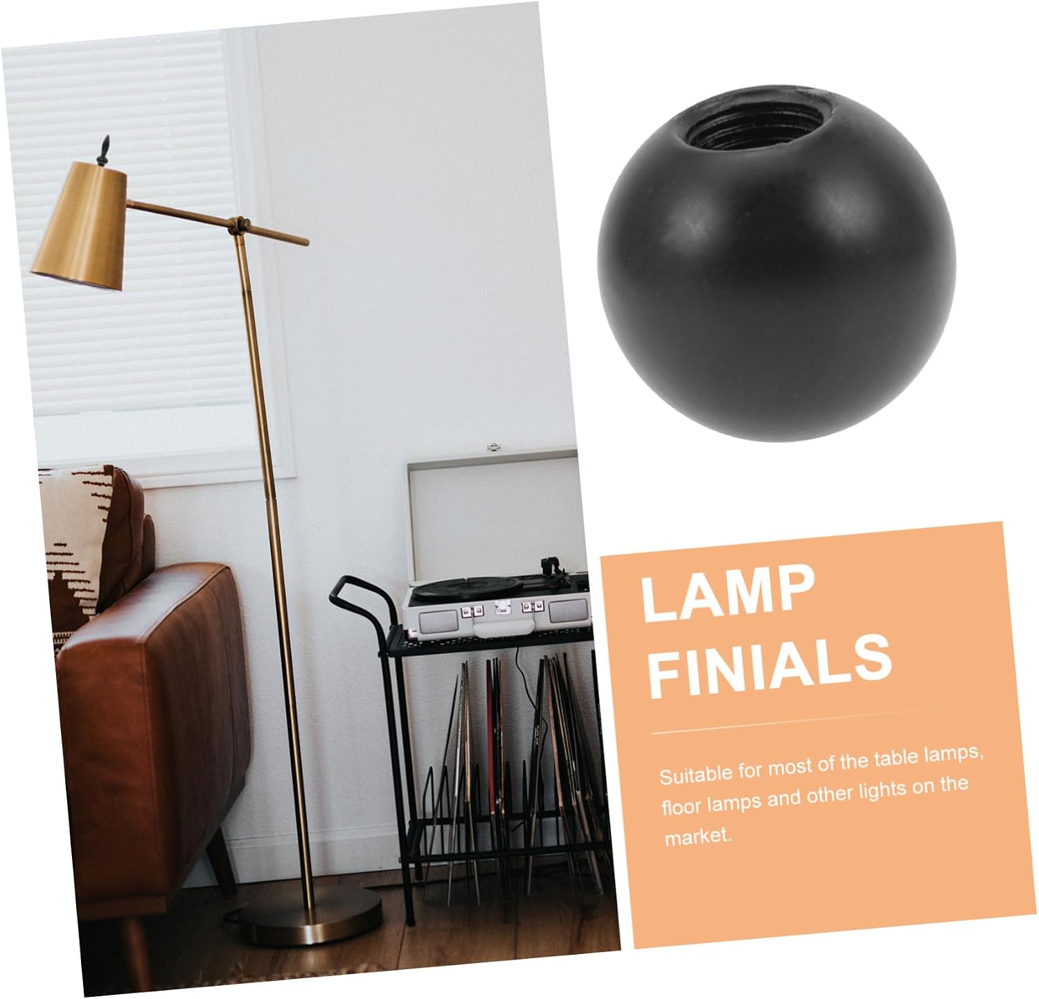 6pcs Lamp Finial Knob Shape Metal Lamp Screw Topper Shade Top Shade Finial Accessories for Decoration 2. 5cm Black