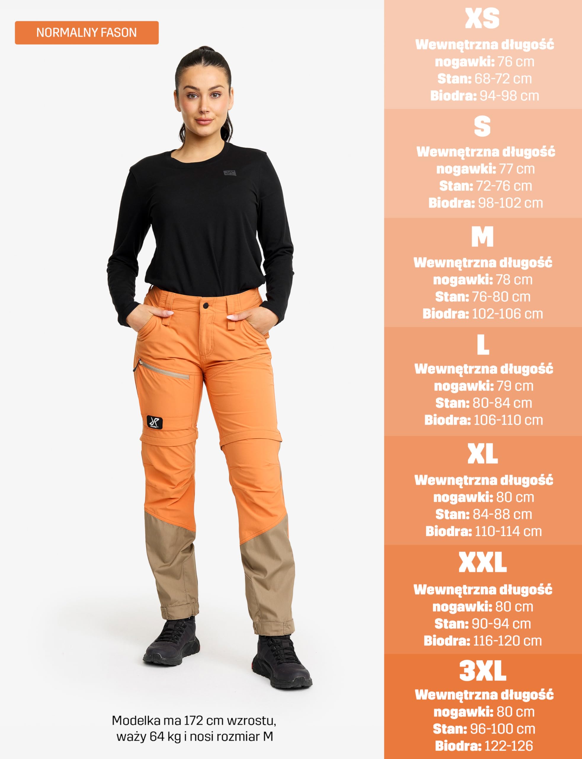 RevolutionRace Range Pro Stretch T Zip-Off Pants Damskie, Spodnie turystyczne do aktywności na świeżym powietrzu