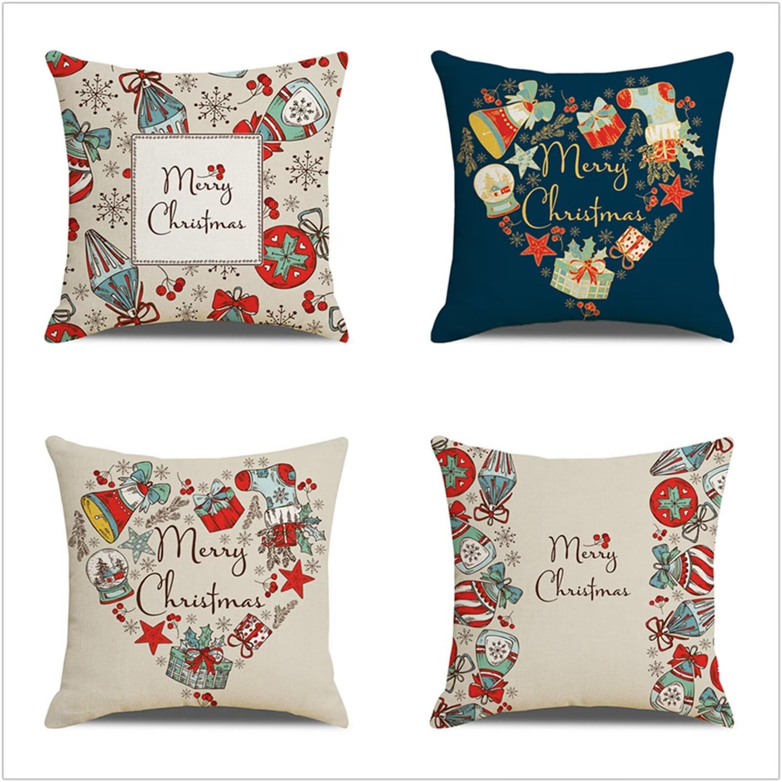 Set di 4 Fodere per Cuscini 80x80cm,cuscini per divano Natale rosso Giardino Esterno Fodere per Cuscini Decorativi Velluto Quadrate per Cuscino,per Casa Soggiorno Camera da Letto Divano YG1119