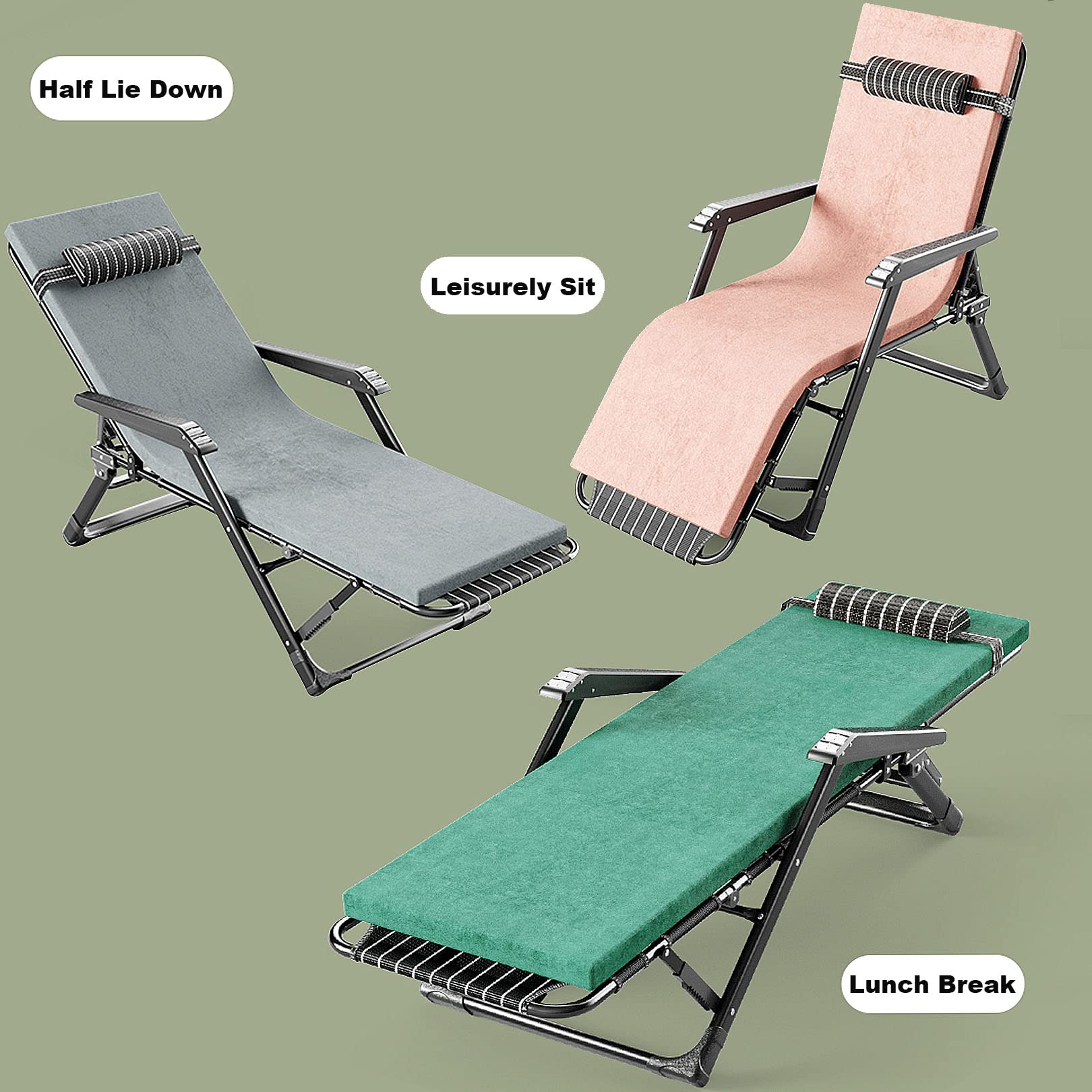 Sillón reclinable portátil Plegable para jardín, sillón de Gravedad Cero con Almohadilla de látex Desmontable, sillón reclinable para Patio