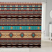 Vista 10 de Cortina de baño azteca de 72 pulgadas de ancho x 72 pulgadas de largo, cortina de ducha étnica tribal con flechas occidentales, juego de cortina