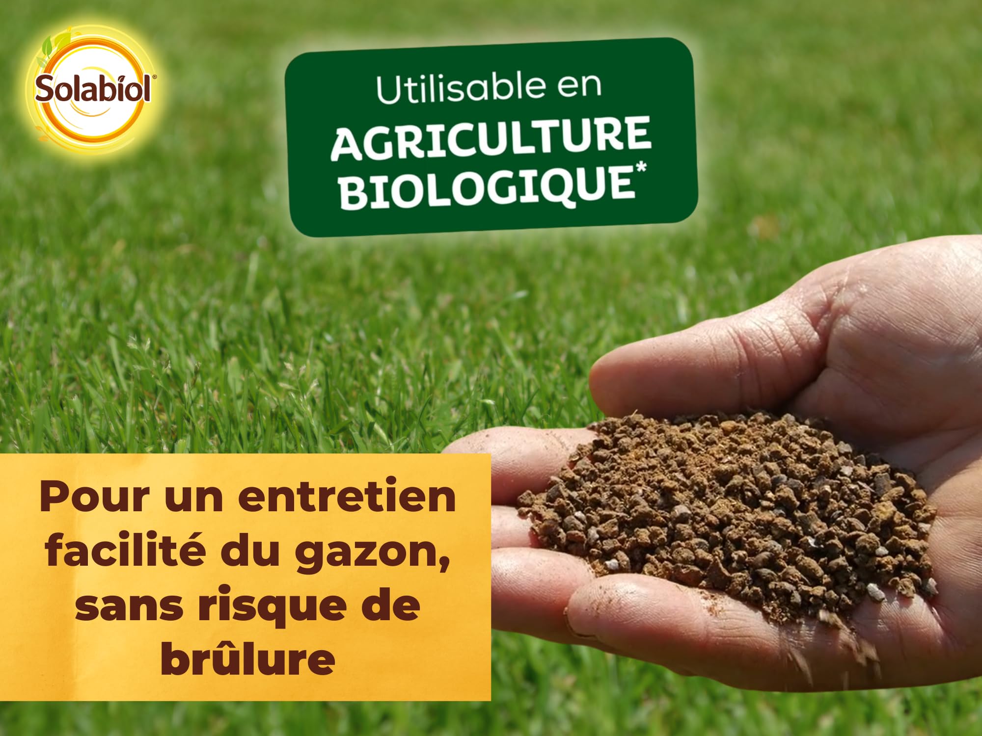 SOLABIOL Engrais Gazon Plus 15 kg Granulés Jusqu'à 375m² Nutrition Longue Durée
