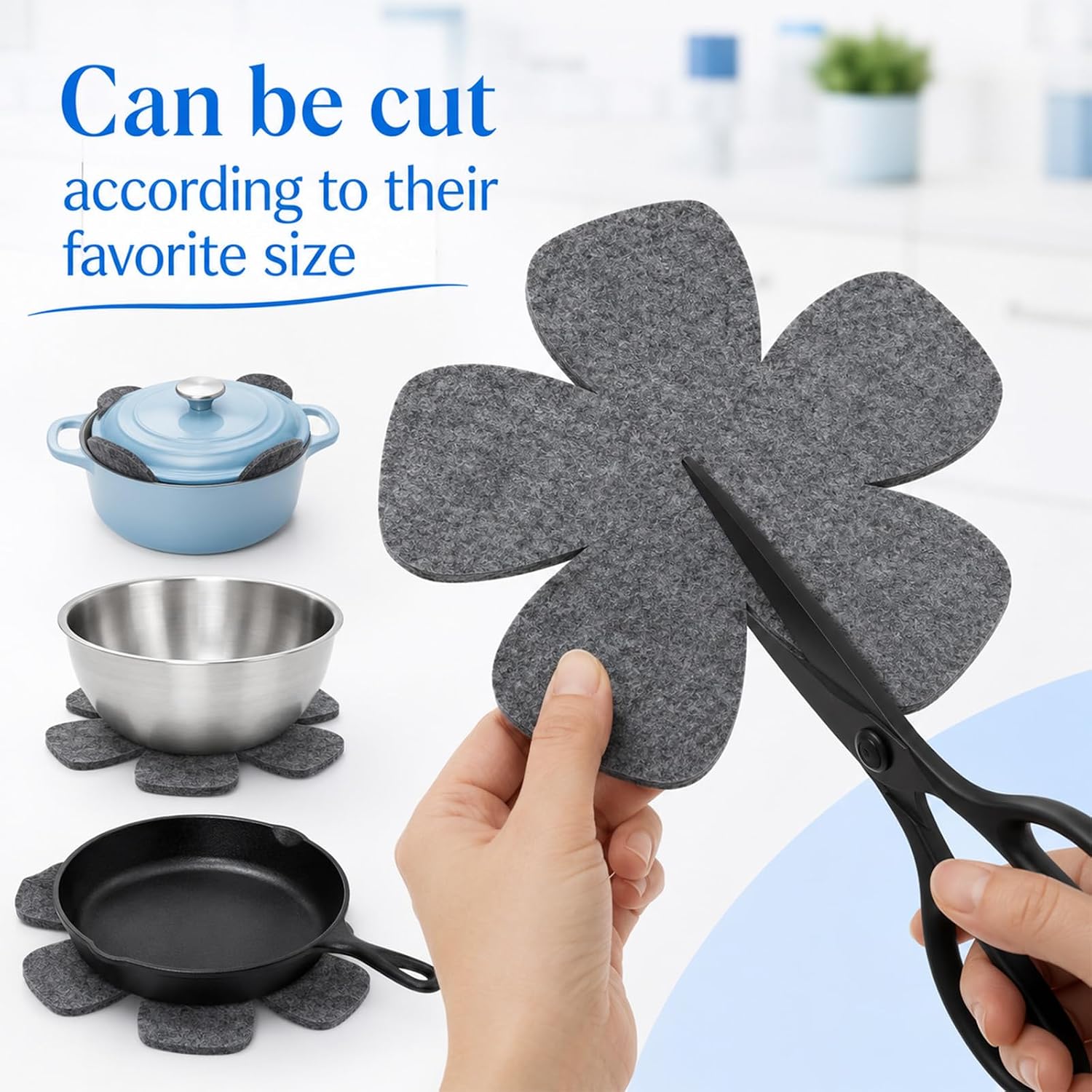 JIEYAO 6Pcs Pot and Pan Protectors for Stacking, 3 Sizes Gray Pot Separator