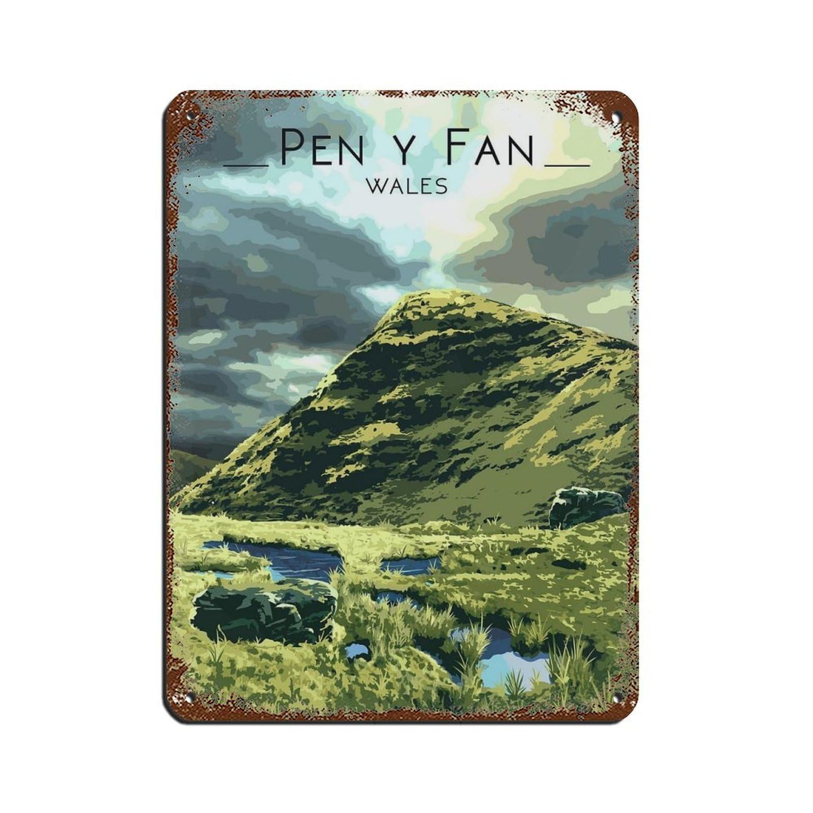 Lxwnze 30L X 40W Cm Pen Y Fan Poster,South Wales Travel Retro Poster Metal Tin Sign Chic Art Retro Iron Painting Bar People Cave Cafe Family Garage Poster Wall Decoration 12X16inch(30X40cm)