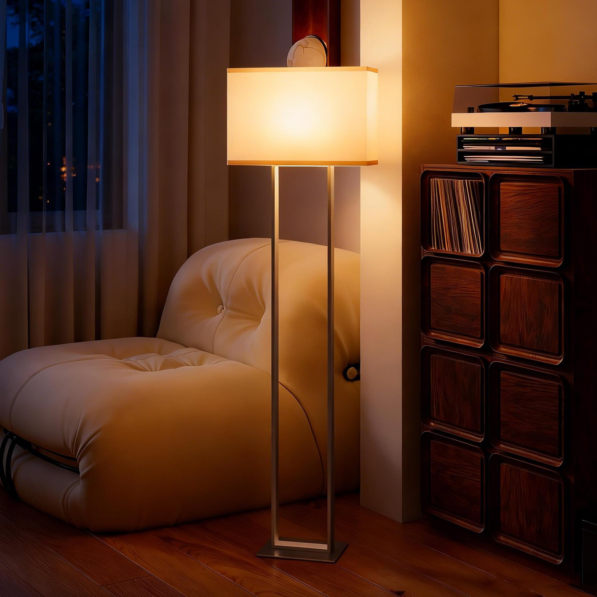 HOMCOM Lampada da Terra da 150 cm Dimmerabile Lampada a Piantana Bianco | Moderna, 3 Modalità, Luminosità Regolabile, Paralume in Tessuto, Interruttore a Pedale
