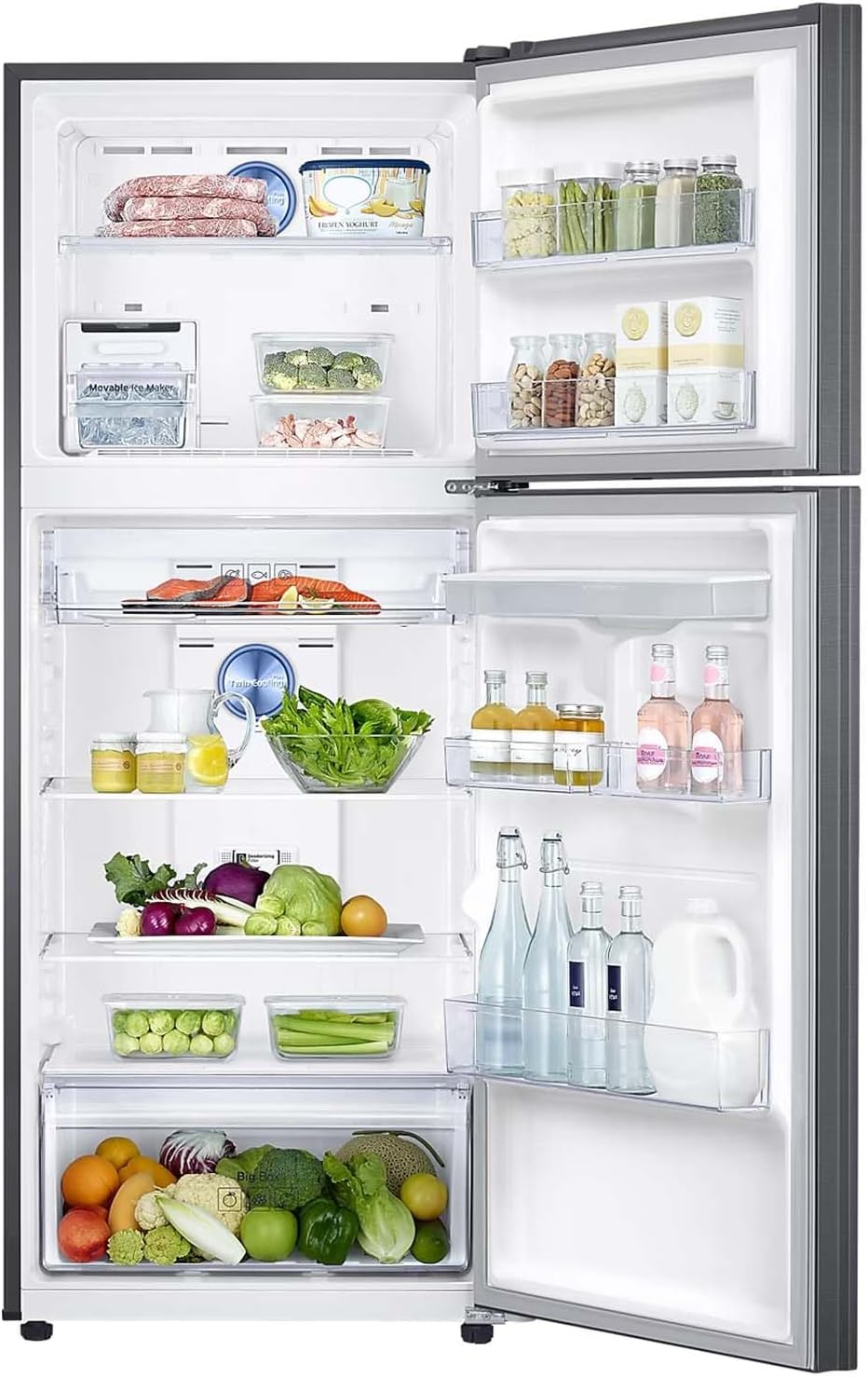 Inu ilohunsoke view of Samsung RT38A5930BS Refrigerator filled with food