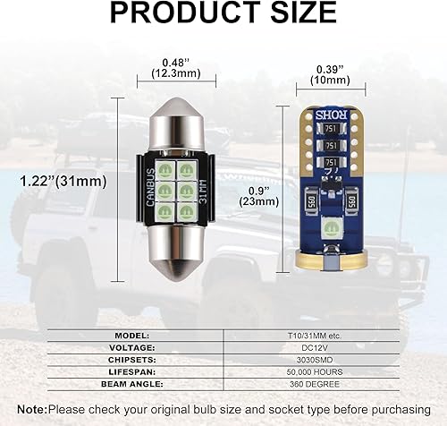 Miniatura 7 de iBrightstar Bombillas LED DE3175 DE3021 194 168 T10 de 1.220 in sin errores para interiores de auto, camión, cúpula, mapa, puerta, cortesía,