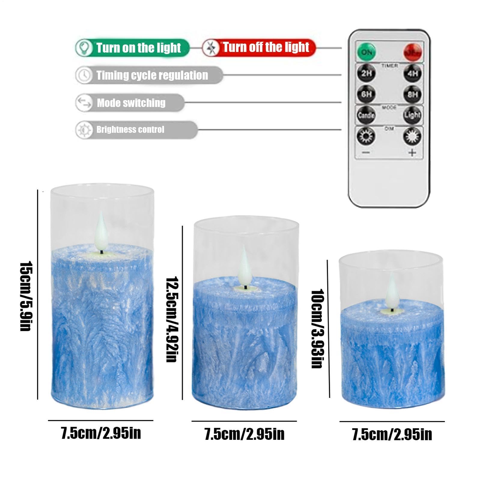 Finte 3 Pezzi Decorazione da Tavolo | senza Fiamma con Telecomando per Casa, Ufficio, Festa, Compleanno, Halloween, Natale, Matrimonio