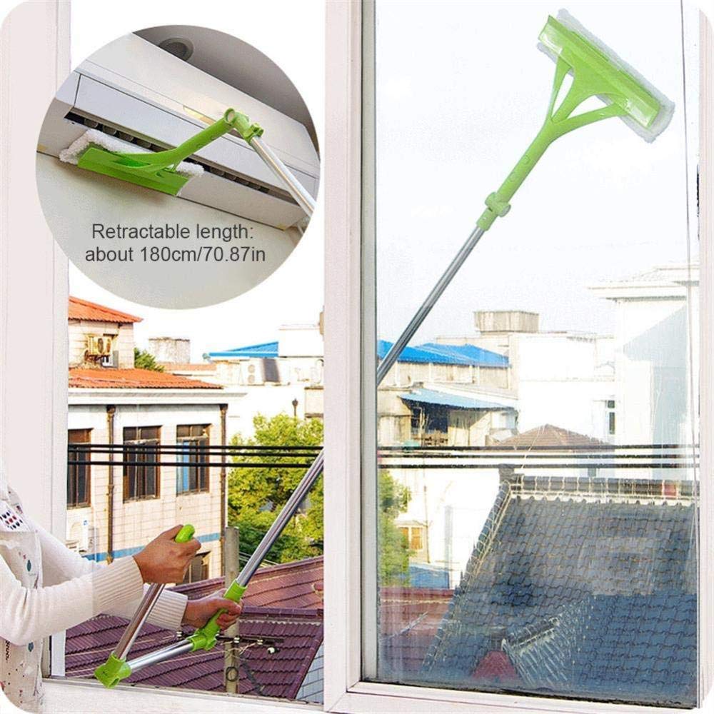 Telescópico Mango Plegable Cristal Limpieza Esponja Mop Extensible Ajustable Limpiador De Ventana，Verde,Green