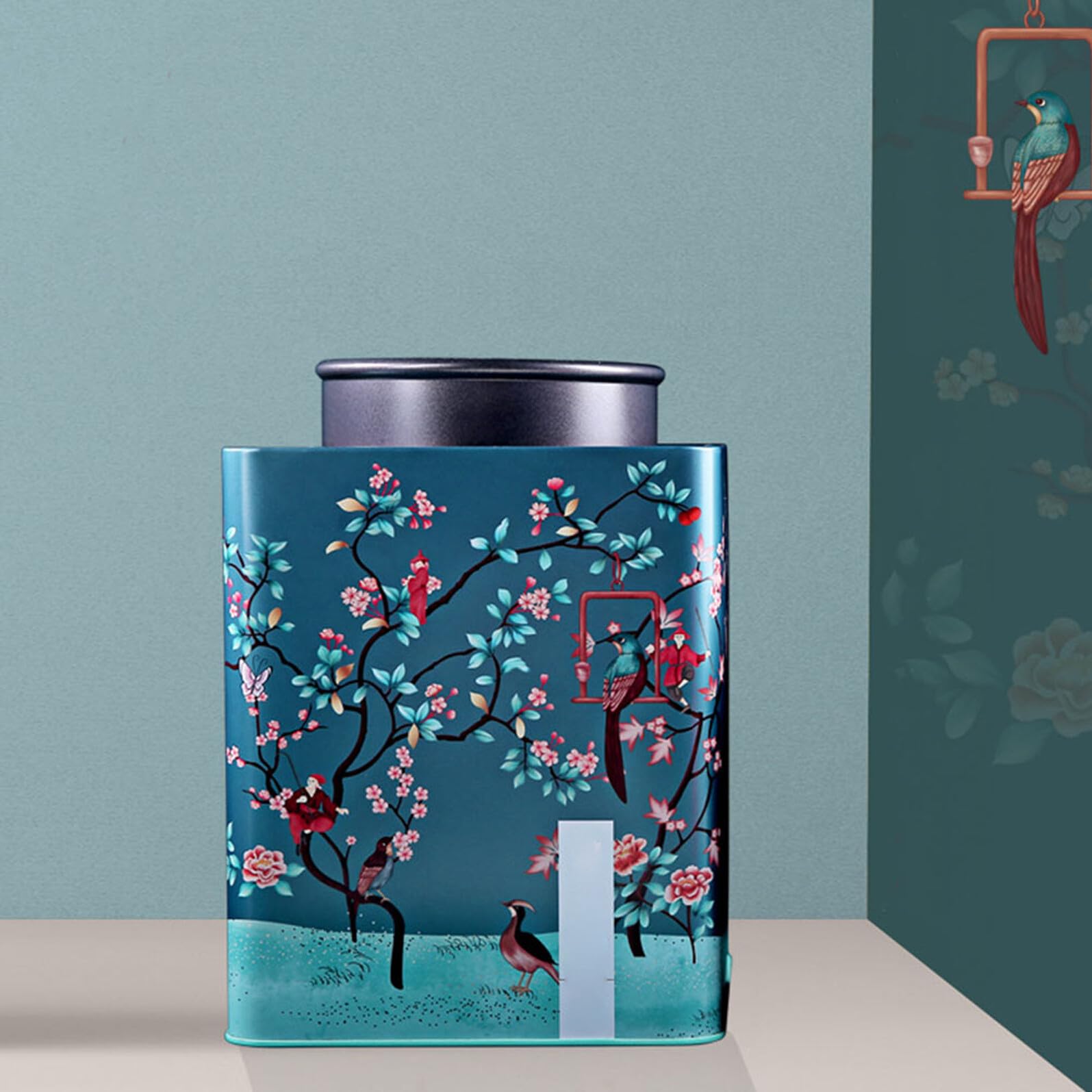 Gadpiparty Contenedor de Té Mantiene Las Hojas de Té Limpias y Secas con Bolsa de Hojalata Azul Diseño Festivo y Atractivo para Almacenamiento en Hogar