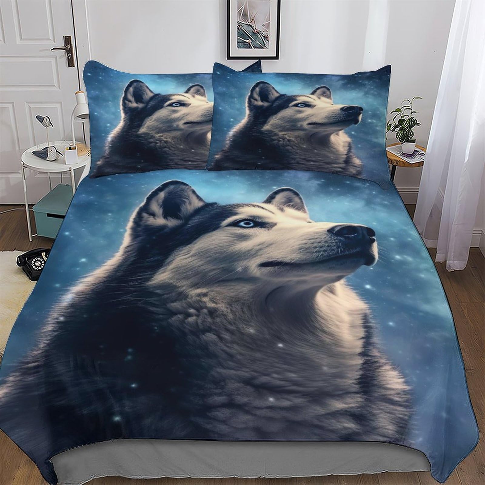 Parure de lit Husky motif 3D : une idée cadeau originale pour lit 2 personnes