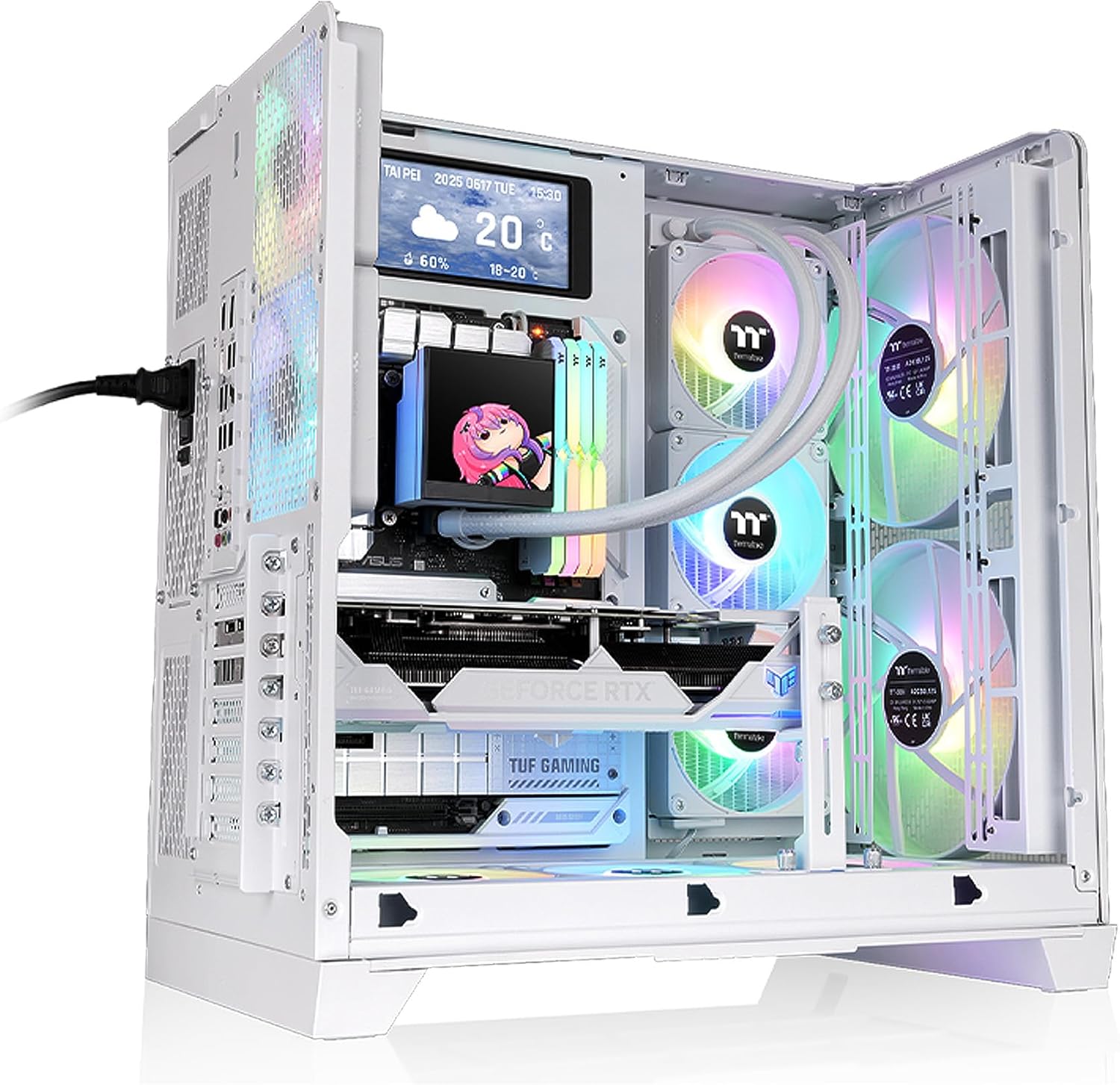 Thermaltake View 380 TG ARGB Snow ATX Case; 4x120mm ARGB Fans Included; Supports Hidden-Connector Motherboard; Front & Side Dual Tempered Glass Panel; CA-1Z2-00M6WN-00; 3 Year Warranty