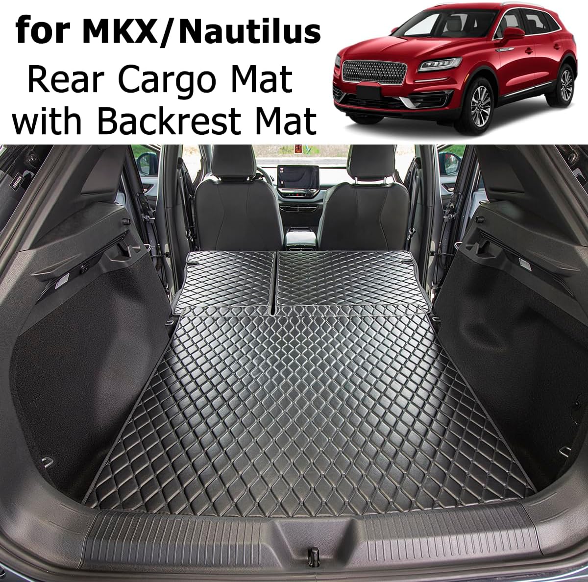 for 2016-2018 Lincoln MKX / 2019-2022 Nautilus Trunk Mat and Rear Backrest Mat Cargo Liners