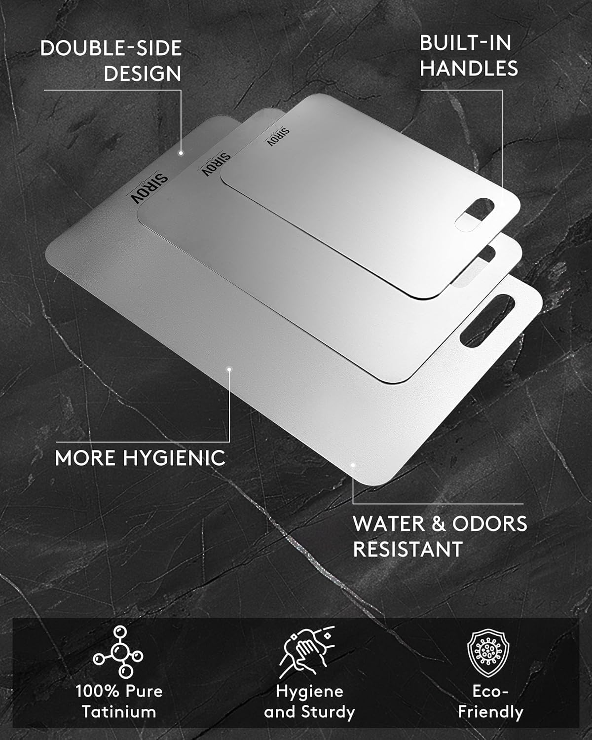 Titanium Cutting Board Set of 3, Premium Pure Titanium Chopping Boards for Kitchen, Non-Toxic & Dishwasher Safe for Meat, Fruit, and Vegetables (Set of 3)-Upgraded Version - Image 6