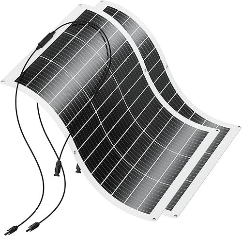 Panel solar flexible de 200 W, (2 piezas de 100 W) 1224 V, monocristalino, ligero, flexible, monocristalino, monocristalino, monocristalino,