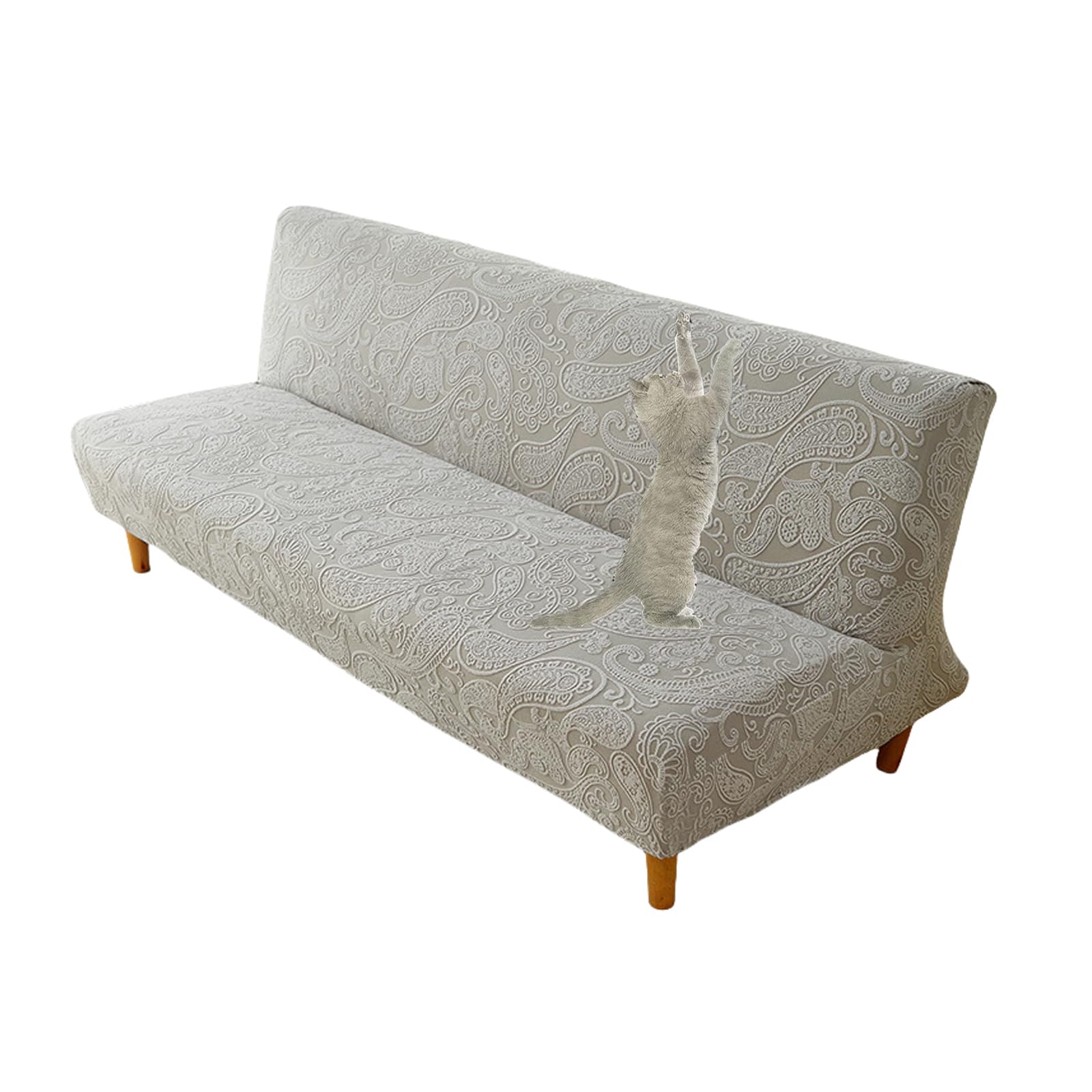 Housse de futon sans accoudoirs grise pour un canapé-lit lavable et cocooning