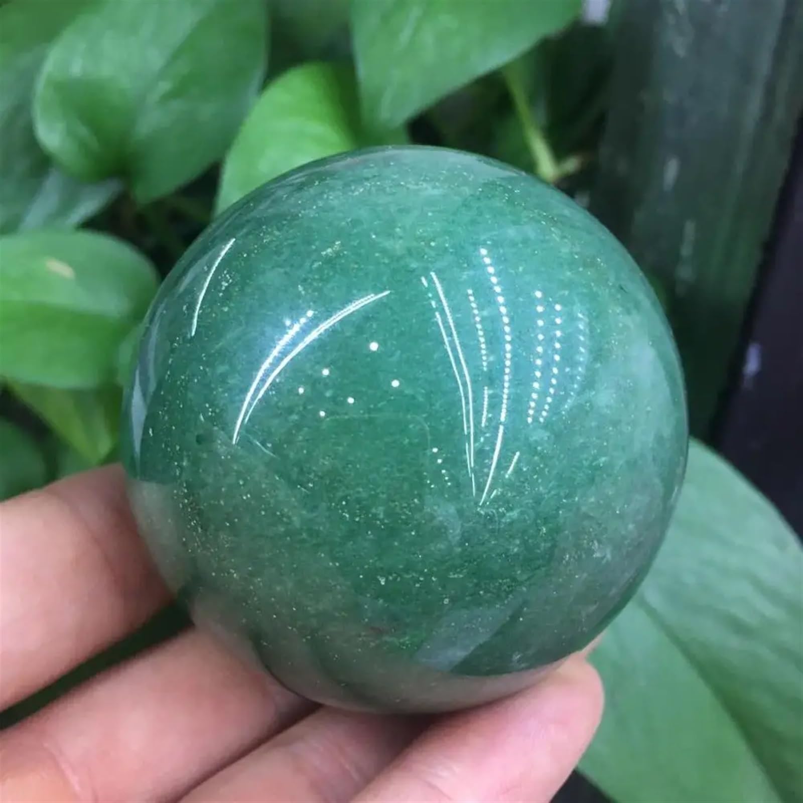 多層球　置物　グリーンアベンチュリン　工芸品 アートな翡翠の仲間たち インド翡翠の多層球 : 奇跡の石ころ