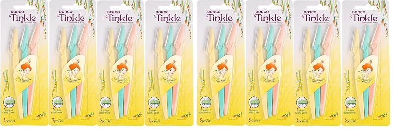 Aparelho descartável para sobrancelhas e rosto Tinkle com capa de proteção, Pacote com 12 unidades