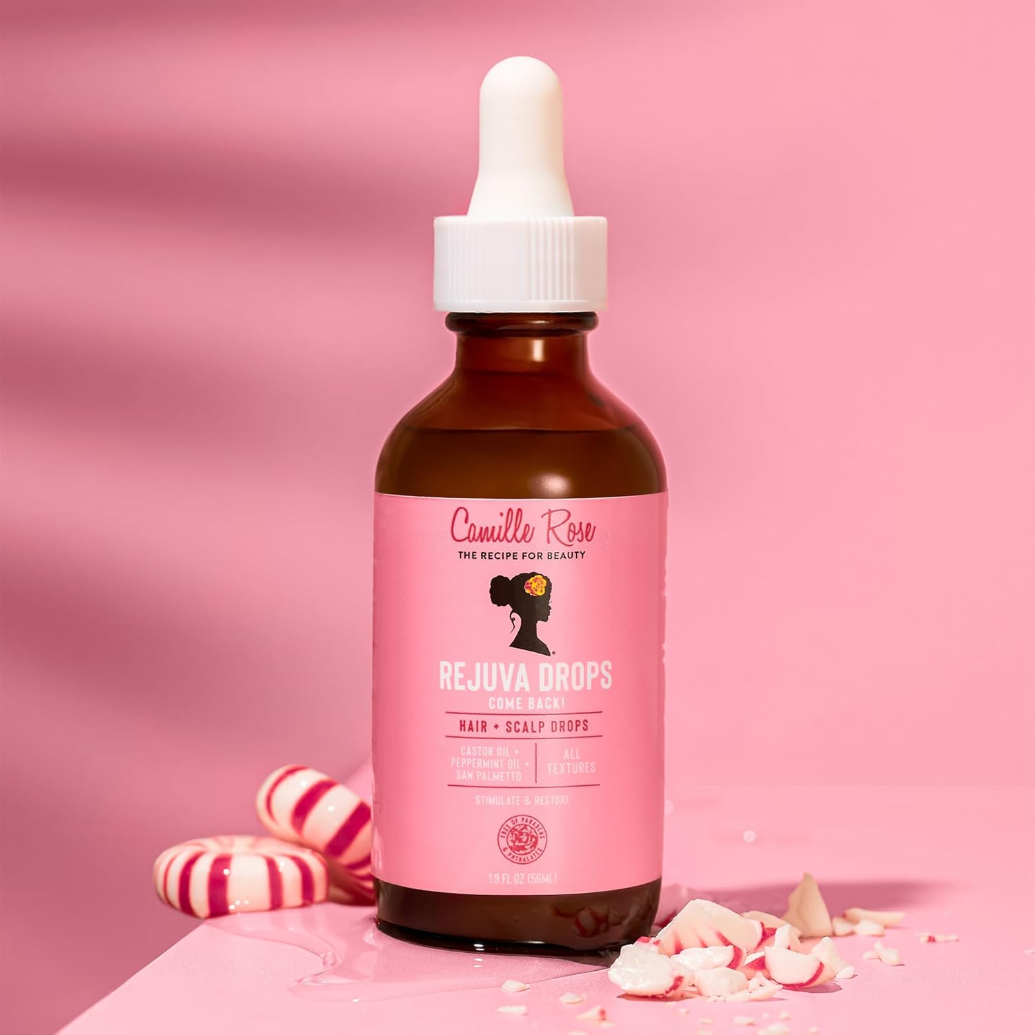 Camille Rose Rejuva Drops, Come Back Hair + Scalp Serum 2-Pack – Castor Oil, Saw Palmetto, Lavender, Peppermint Oil for Rejuvenating Hair and Scalp Care, 1.9 Fl Oz Ea