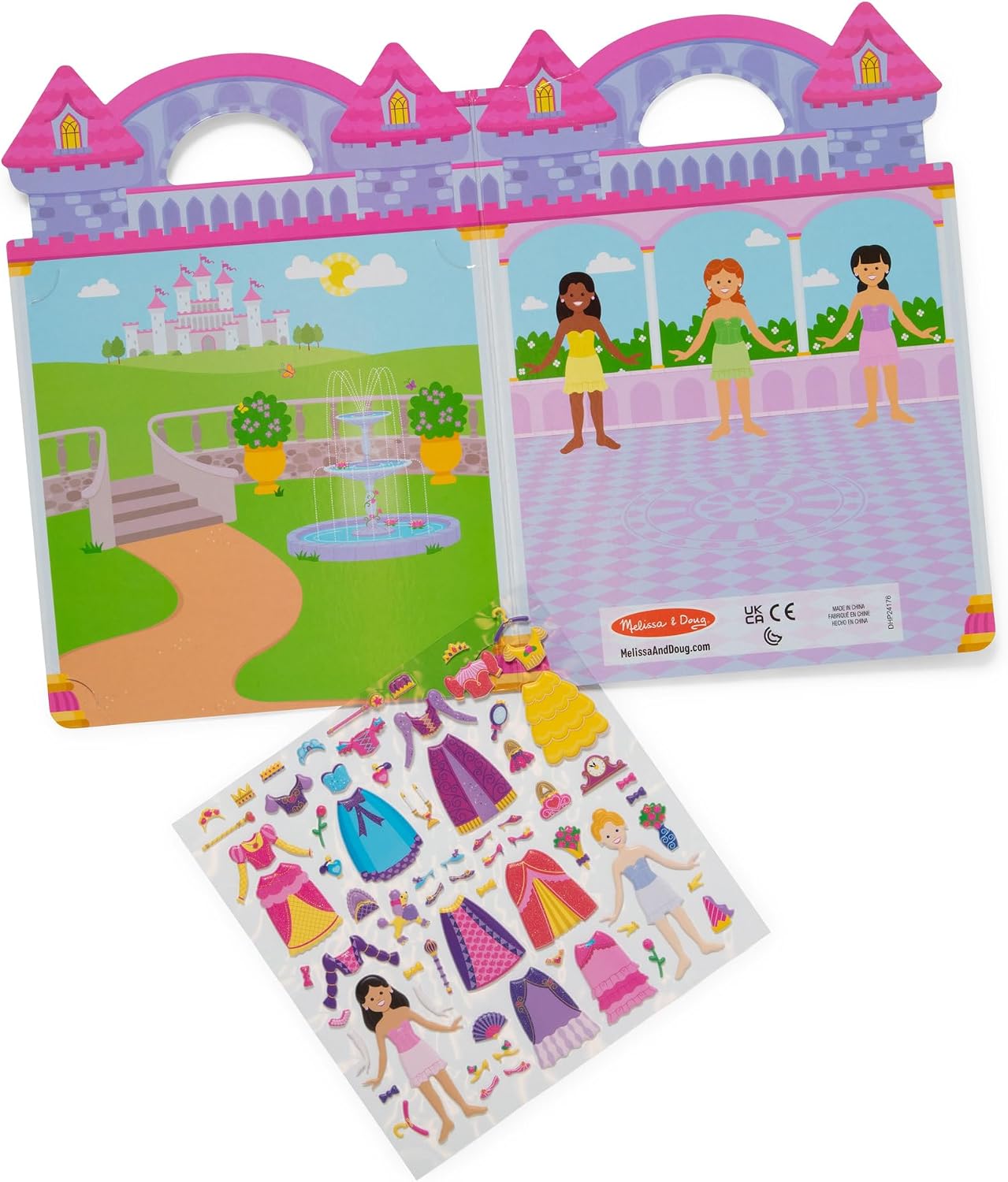 Melissa & Doug Puffy Sticker Play Set – Princess, 67 Reusable Stickers with 2 Fold-Out Scenes, Restickable Fashion Activity Book, Mess Free Travel Toys for Kids Ages 4+, (Pack of 2)