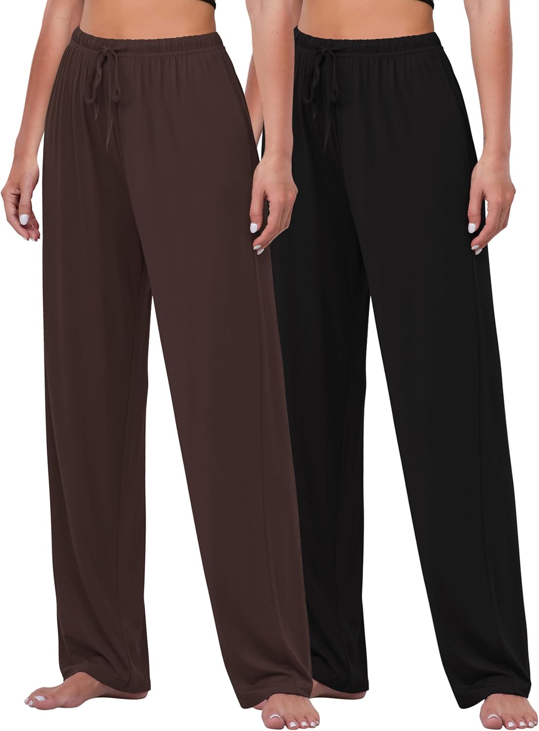 FEQO 2 Pack Women's Lounge Pants Wide Leg Yoga Pants Casual Pajama Bottoms