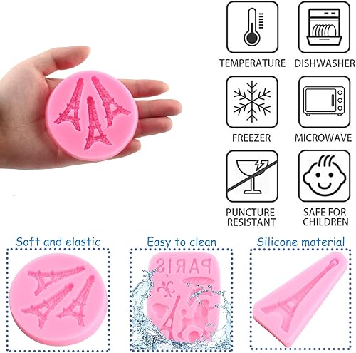 Miniatura 2 de Mujiang Moldes de silicona con diseño de Torre Eiffel Love Paris Caniche para fondant para manualidades pasteles cupcakes decoración de caramelos