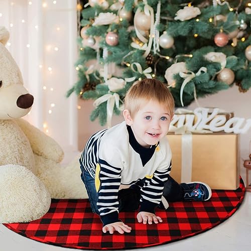 Miniatura 5 de OurWarm Falda de árbol de Navidad de 48 pulgadas, falda de árbol de Navidad de arpillera de doble cara, falda de árbol de Navidad de copo de nieve