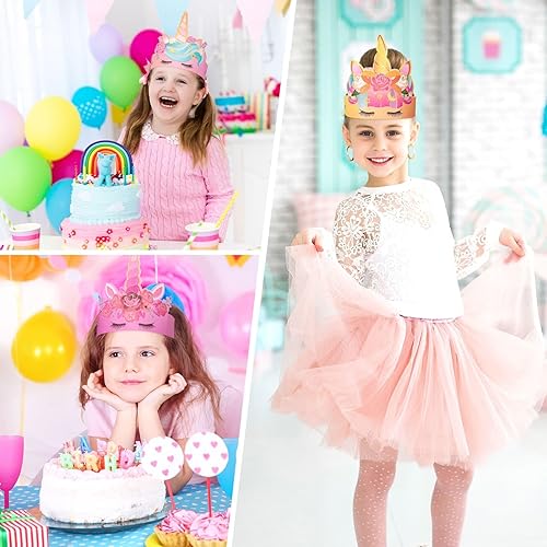 Miniatura 6 de WERNNSAI Corona de fiesta, 12 unidades, sombrero de fiesta de cumpleaños, diadema con purpurina para niñas, princesa, cosplay, suministros de fiesta