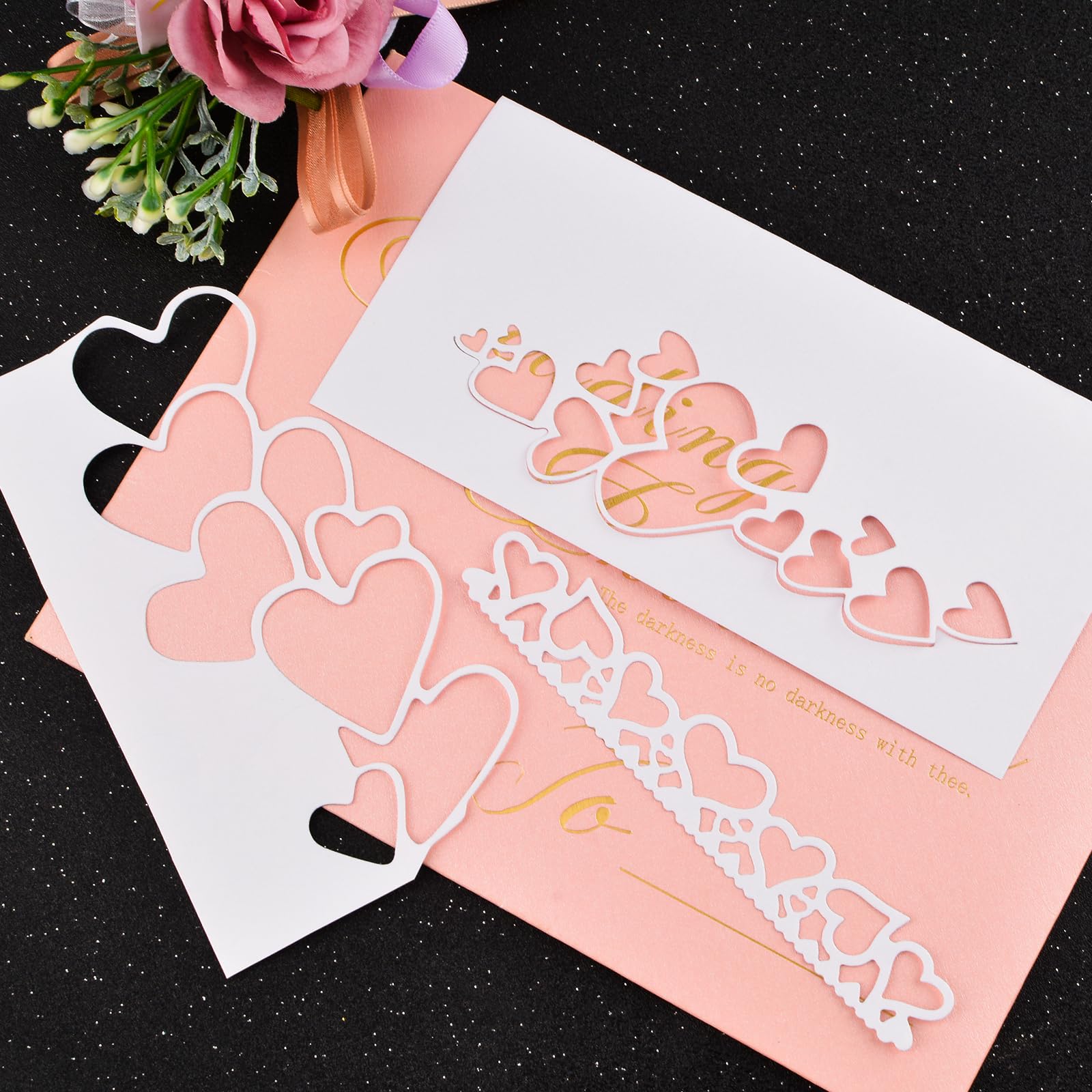 4 Matrices De Découpe Formes Coeur, Fleurs - Acier Carbone Pour Scrapbooking, Cartes Et DIY