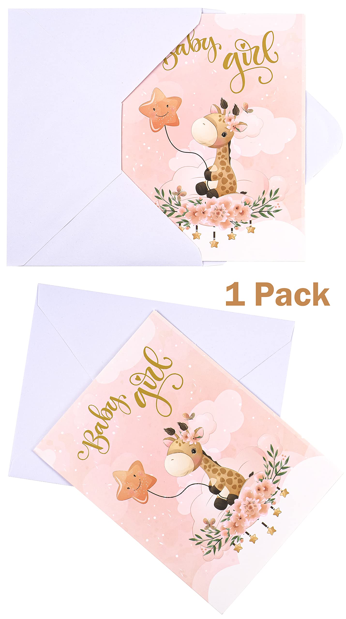 WRAPAHOLIC 16" Extra Large Baby Girl Gift Bag with Card and Tissue Paper - For Baby Shower, New Baby