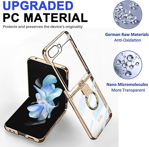 Miniatura 3 de Miimall Funda para Samsung Galaxy Z Flip 5 2023, con soporte de anillo de fácil sujeción, plegable ultrafina, sin amarilleo, cubierta trasera