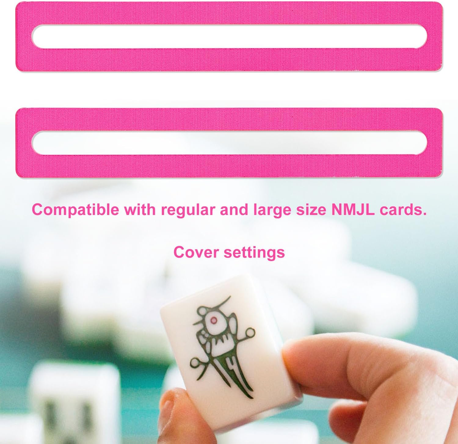 Tinoaly 2pcs Mahjong Line Finder, 6x1 Inch Bright Mahjong Rules Reader Friendly Tile Helper Mah Jong Card Guide Perfect Mah Jong Gift for Players (Pink)