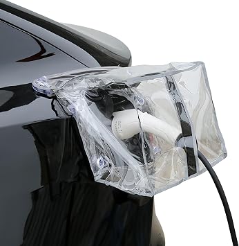 Outdoor EV Charger Cover,Universal Waterproof Box for Electric Car Charging Port with Magnetic and Suction Cup Adhesion, Providing Protection Snow, Rain, Sun, and Dust Silver Edge