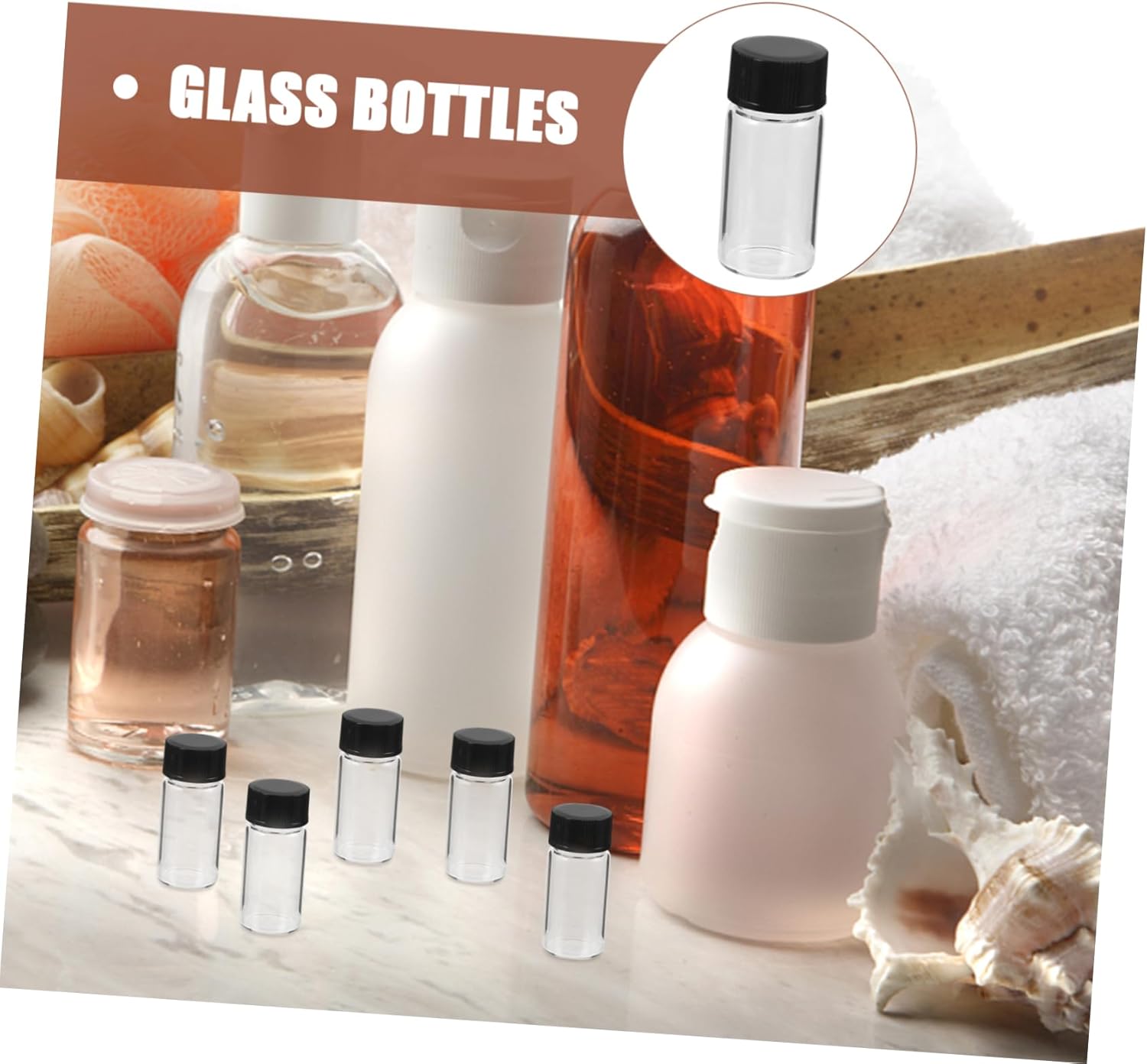 100pcs Glass Vials Caps Flat Bottom Bottles for Reagents and Samples High-pressure Resistant for Lab and Cosmetic Use