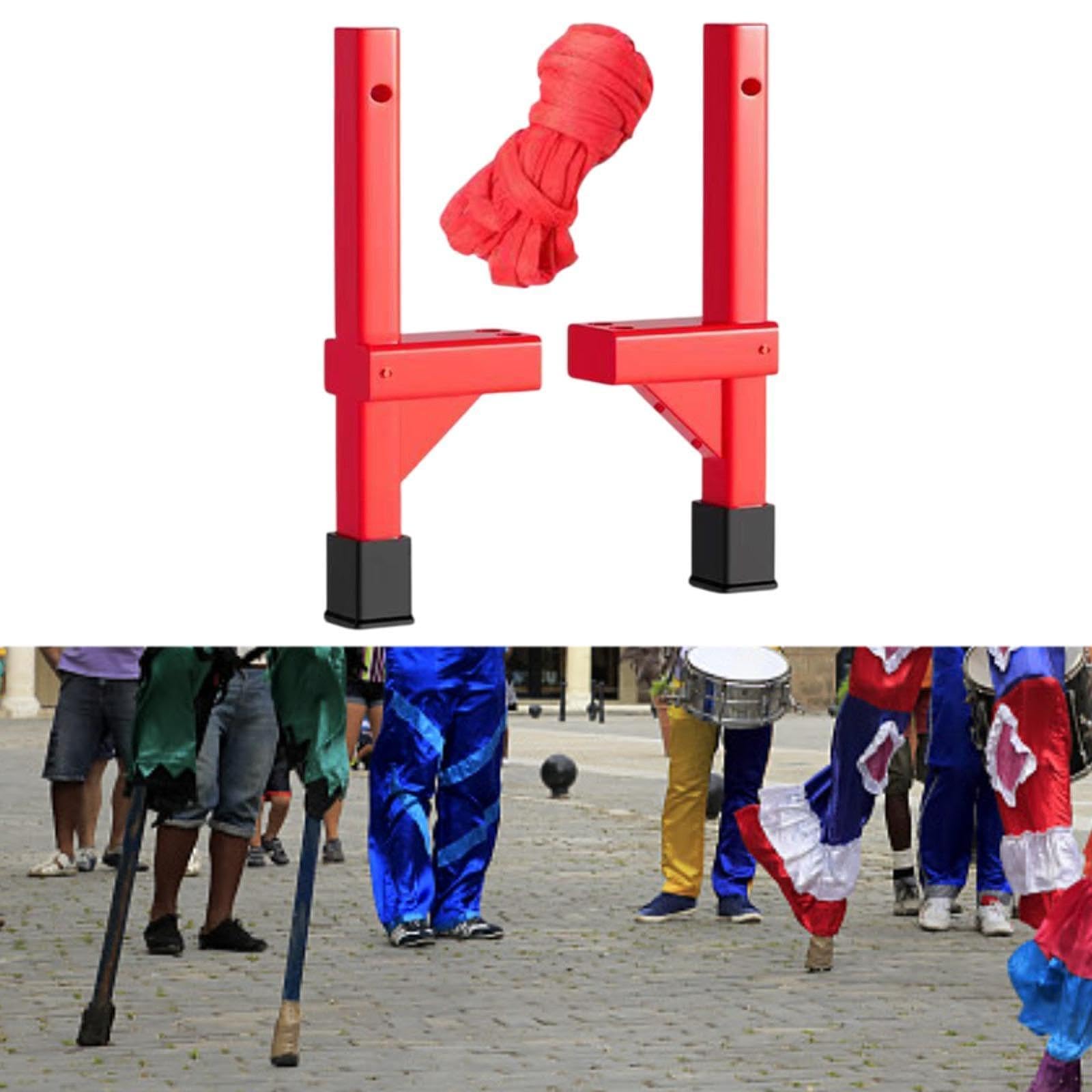 Colcolo 2 Stück Holzstelzen Kinder Cosplay Rollenspiel Stelzen Aus Massivholz mit Antirutschabdeckung für Theaterproben Straßenfeste Anime Expo Volkstanz, Rot, 50cm