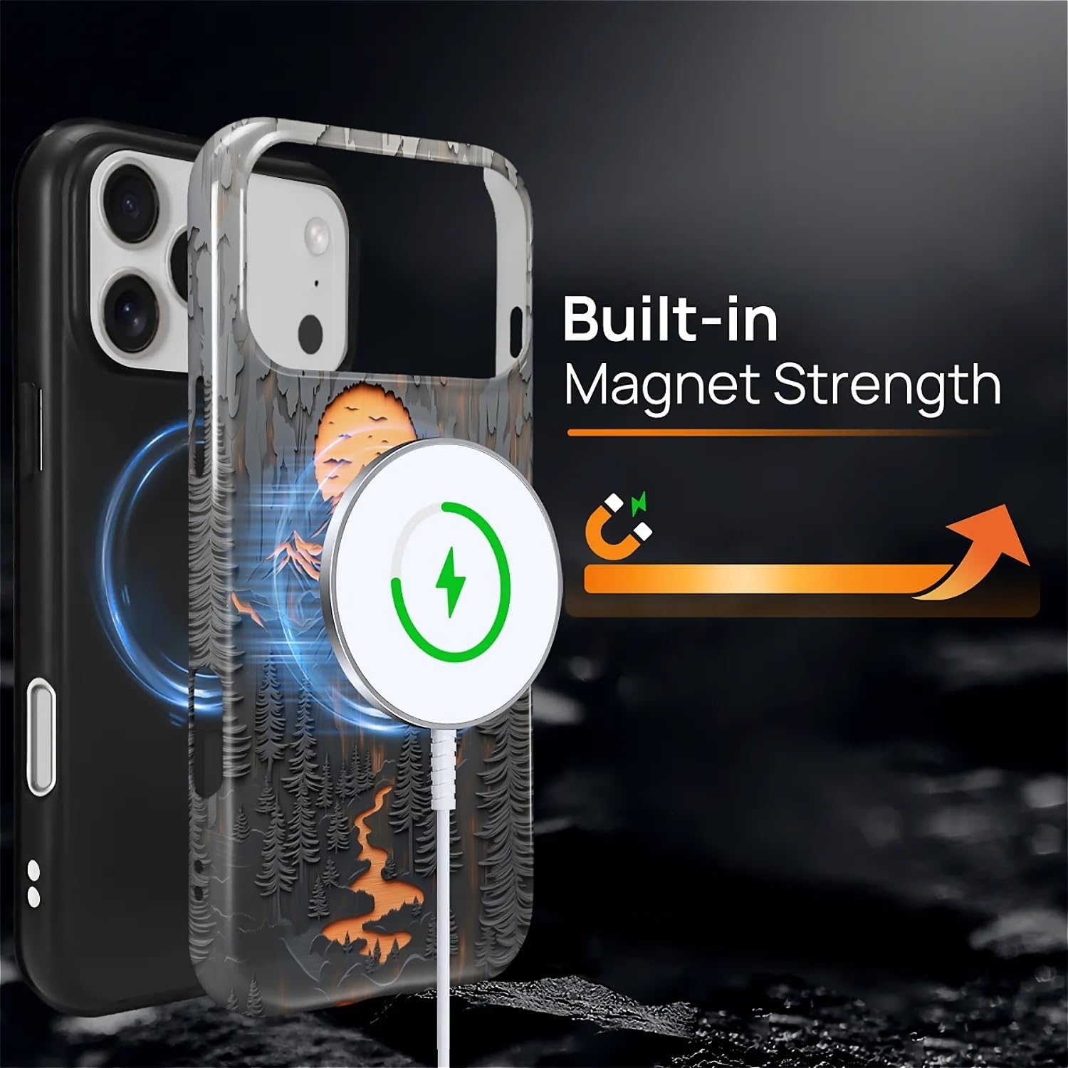 Magnetic Case for iPhone 17 Pro Max,Compatible with Magsafe PC Hard Shell Silicone Inner Bumper Anti-Scratch Full-Body Cover Shockproof Slim Design Outdoor Mountain Lover - Image 3