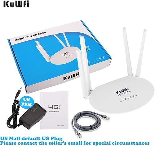 Miniatura 6 de KuWFi Enrutador 4G LTE con ranura para tarjeta SIM, enrutadores de Internet WiFi inalámbricos desbloqueados de 300 Mbps con 4 antenas no