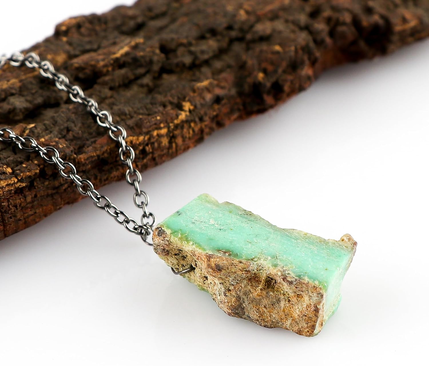 Raw Gemstone Pendant Necklace for Women |Natural Healing Crystal Rough Pendant 15–25 Carat | 8–14 mm Stone |Black Plated Chain 16+2 Inch Adjustable | Gift Jewelry - Image 2