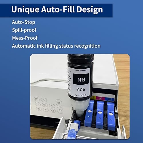 Miniatura 4 de GUBFFON Tinta 522 de 20.3 fl oz para impresora Epson EcoTank ET-2720 ET-2800 ET-2803 ET-2840, ET-4700, ET-4800, ET-4810, T522 Líquido de repuesto de