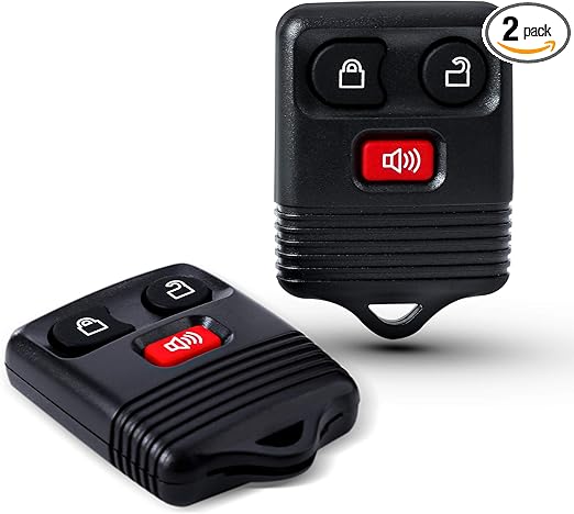 2 Replacement Keyless Entry Remote Key Fob Clicker Transmitter Compatible with Ford 1998-2016 F-150 F-250 F-350, Mazda, Mercury, Lincoln - 3 Button