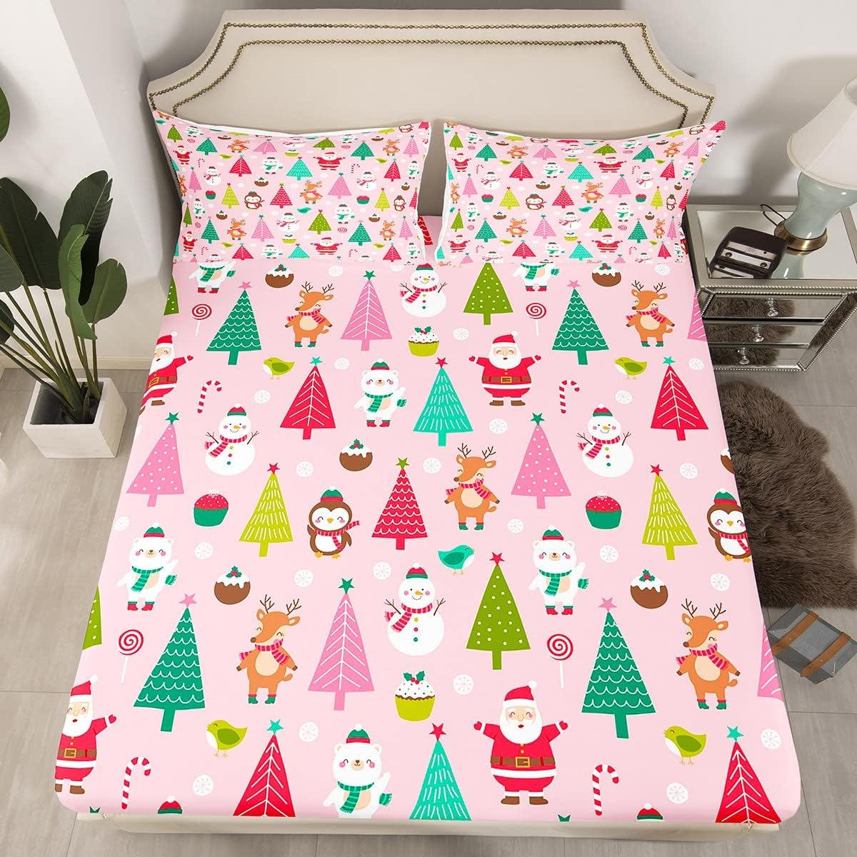 Erosebridal Merry Christmas Fitted Sheet Full Size, Funny