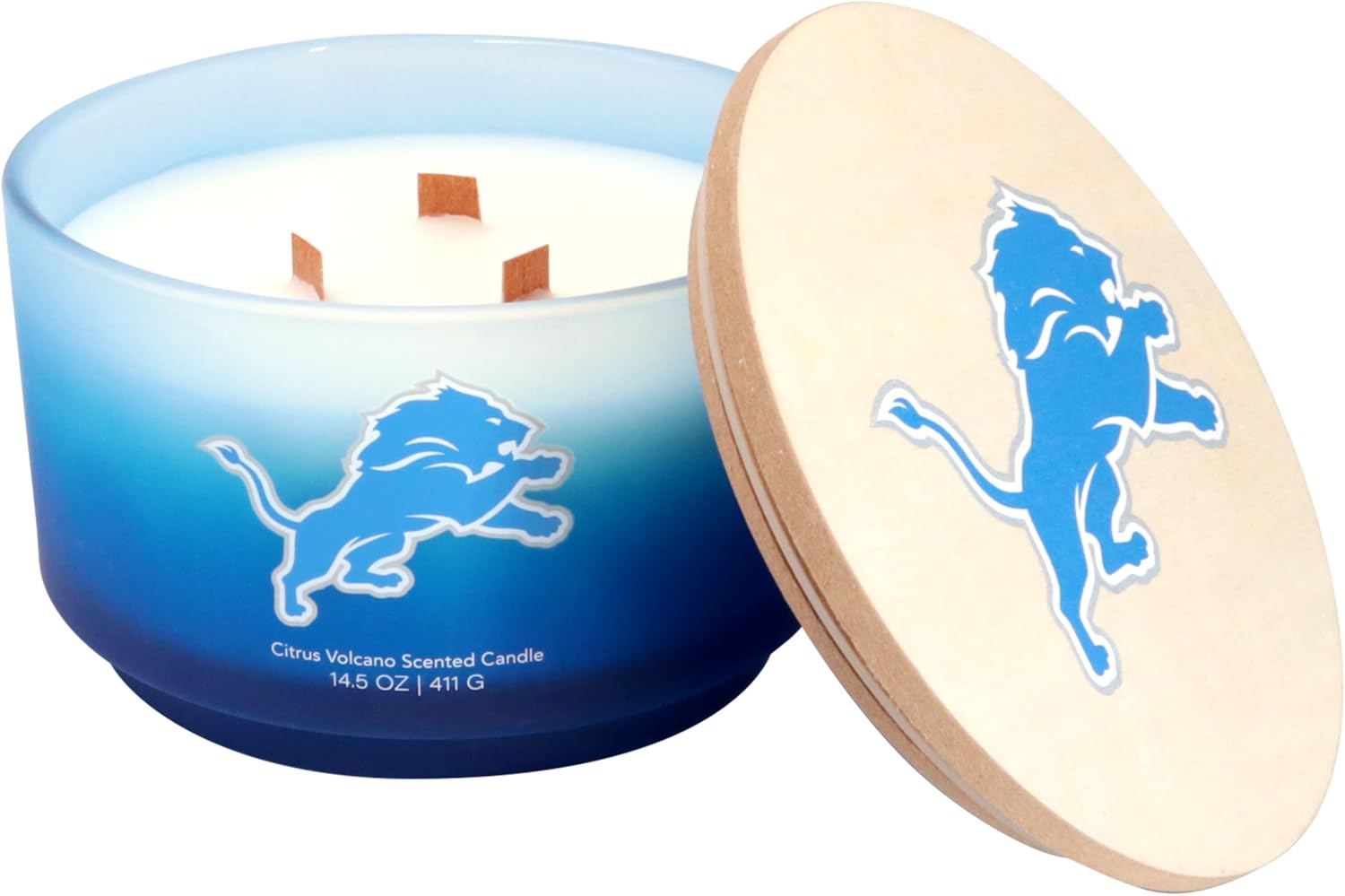 NFL Glass Gradient 14.5oz Candle with Printed Wood Top