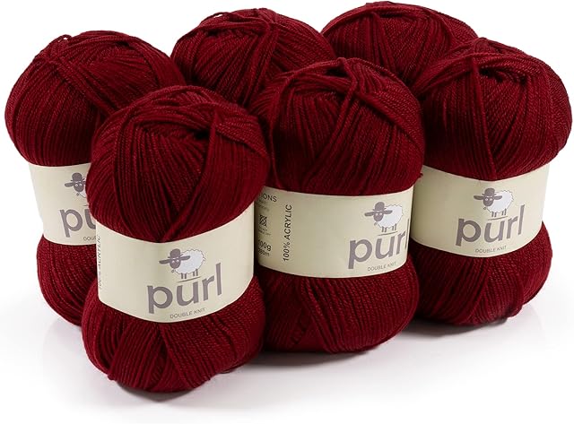 Purl 100g Premium Acrylic Yarn 145 Claret, Pack of 6