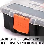 MIXPOWER Ensemble de 4 Organisateurs de Boîte à Outils pour Quincaillerie et Pièces, Rangement Polyvalent et Durable, Diviseurs en Plastique Amovibles Personnalisables, Rangement et Transport, Noir/Orange