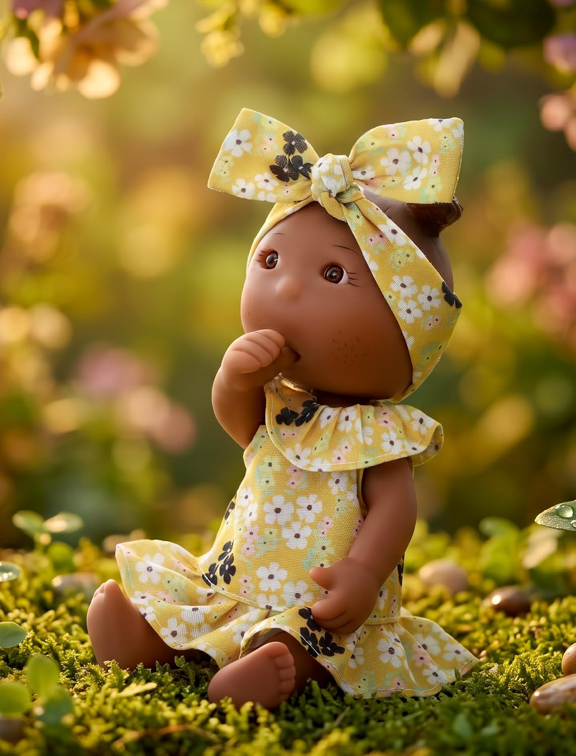 Black Baby Doll, 7 Inch Mini Baby Doll with Outfit