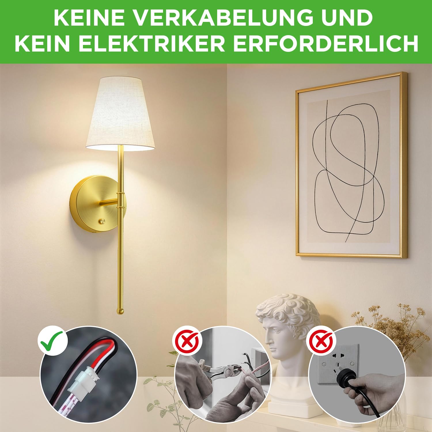 LUTEC Wandleuchten-Set (2 Stück), wiederaufladbare, kabellose Wandleuchten mit 5200 mAh Akku, RGB-Beleuchtung, dimmbar und mit Fernbedienung, 12 Farben, Wandleuchten für Schlafzimmer/Wohnzimmer/Flur