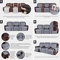 Vista 7 de KinCam Funda 100% impermeable para sofá reclinable con consola, fundas para sofá reclinable antideslizante para 3 asientos, protector de muebles