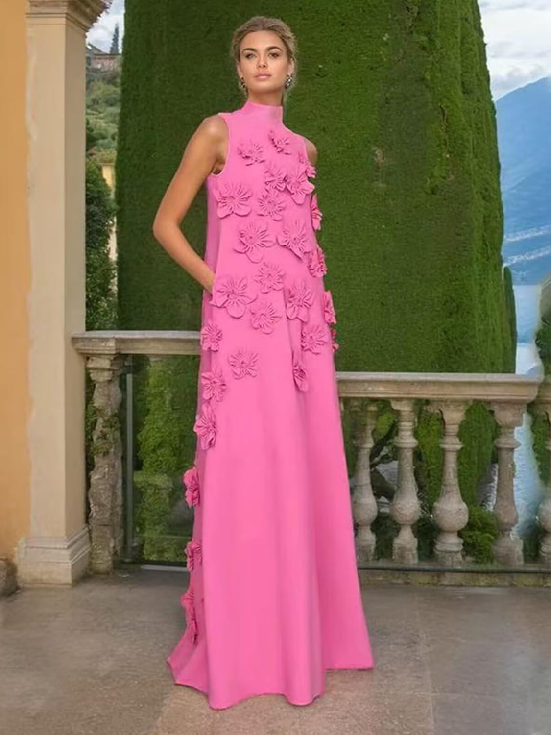 Satin Mother of The Bride Dresses for Women Floor Length Wedding Guest Dress with Pockets A-line Formal Maxi Dresses - Image 3